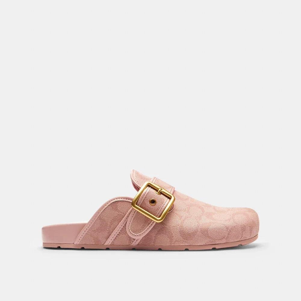 Coach Outlet Archival Buckle Clog In Signature Jacquard Canvas